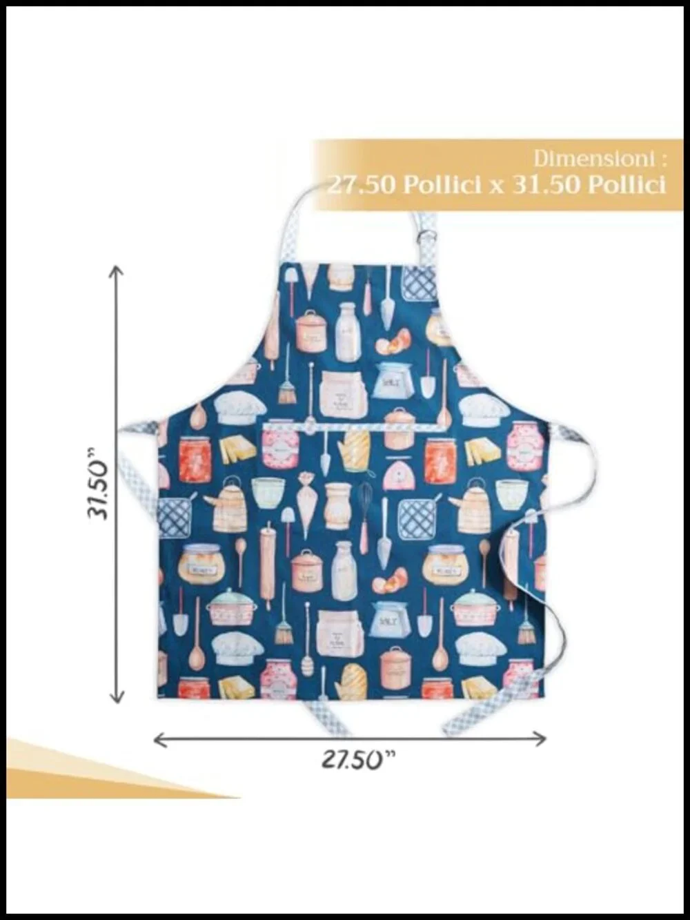 100% Cotton Adjustable Apron with Pocket for Cooking Gardening Serving